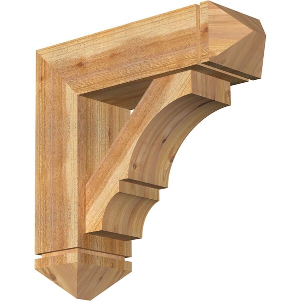 Ekena Millwork Balboa Arts and Crafts Rough Sawn Bracket w/ Offset Brace, Western Red Cedar, 8"W x 26"D x 26"H BKT0806X26X26BOA03RWR - main